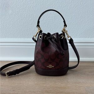 Coach Burgundy Mini Bucket Bag